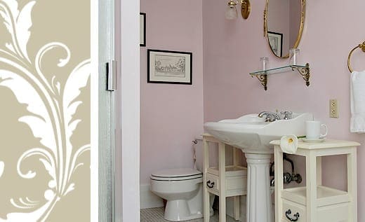 Emily Rose Room bath pedestal sink