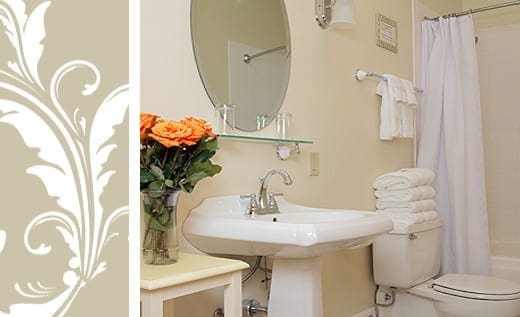 Hana’s Hideaway bathroom pedestal sink