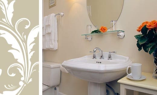 Maren's Suite bathroom pedestal sink and shower