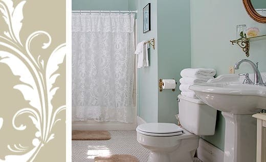 Sylvia’s Room bathroom pedestal sink and shower