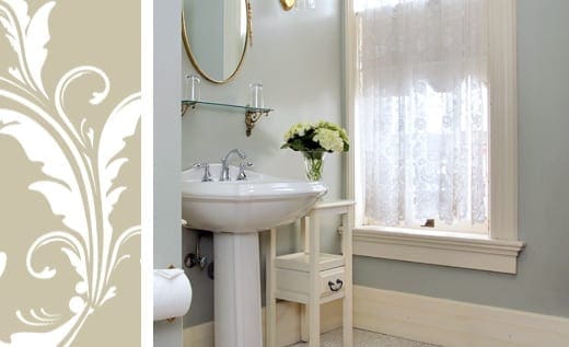 Victorian Parlor bath pedestal sink and window